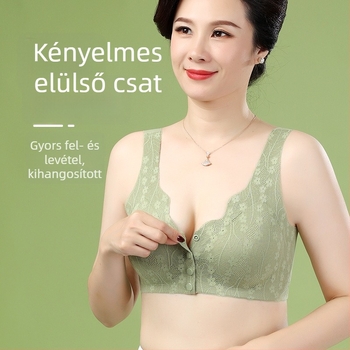 Plusz méretű, előre záródó, vezeték nélküli push-up melltartó, csipkés top, sportos hátsó dizájn