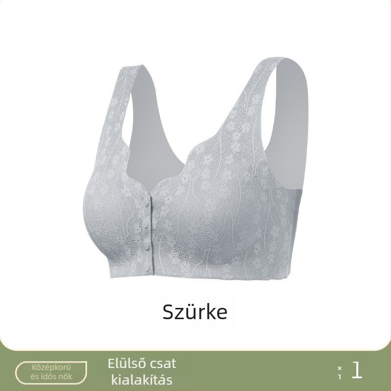 Plusz méretű, előre záródó, vezeték nélküli push-up melltartó, csipkés top, sportos hátsó dizájn