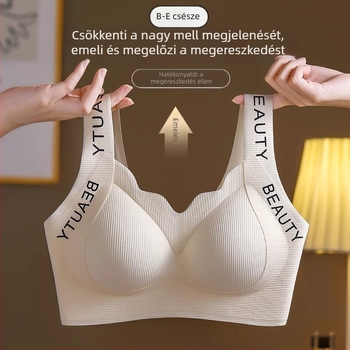 Pluszméretű drót nélküli melltartó, teljes kosár, vékony és kényelmes, vest-stílusú hátsó vonalakkal
