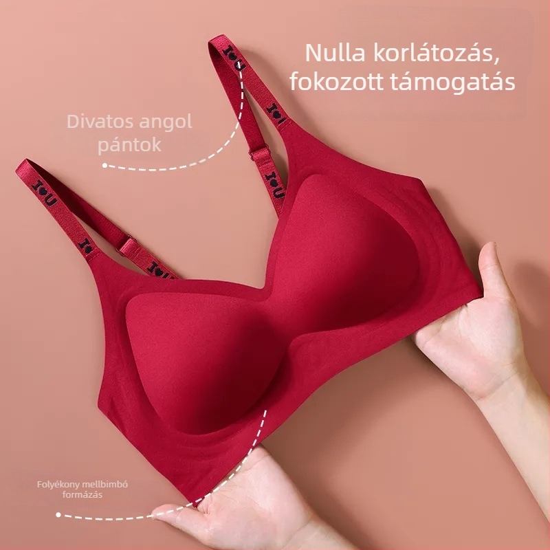 Vörös, varrás nélküli női fehérnemű szett kismellűeknek, push-up, drót nélküli, kényelmes melltartó a zodiákus évében