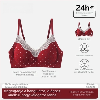 Pamut virágos melltartó varrás nélküli, kis mellhez, 3/4 kosár, piros, kényelmes