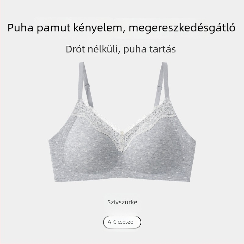 Pamut virágos melltartó varrás nélküli, kis mellhez, 3/4 kosár, piros, kényelmes