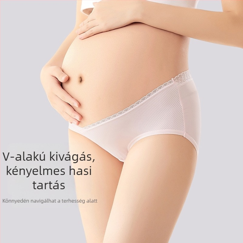 Varrat nélküli kismama háromszög alakú alsónemű, bőrbarát pamutból, lélegző, gyorsan száradó Ice Silk, középmagas-alsó derekú