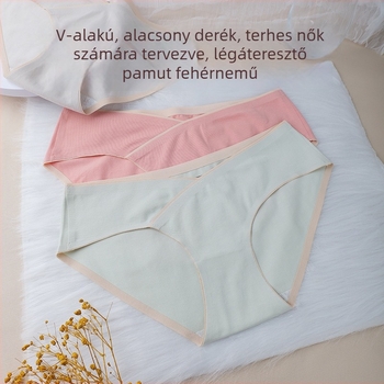 Kismama pamut bugyi a második és a harmadik trimeszterre, alacsony derekú, V‑alakú hasi támasz
