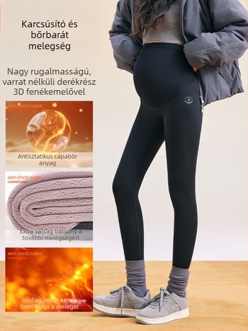 Varrat nélküli terhességi leggings nőknek, 2025 őszi-téli szezon, fleece bélés, vastag és meleg, magas derék, nagy méret