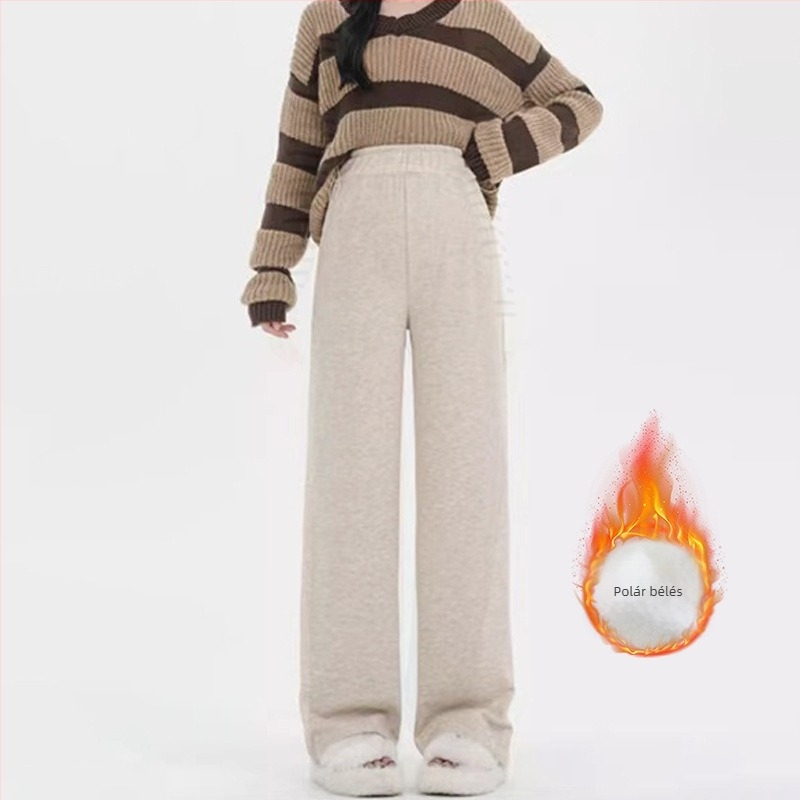 Anyasági laza, széles lábú leggings fleece béléssel, vastag és meleg, pocak-támogatás, őszi–téli viselet