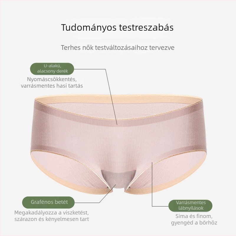 Grafén antibakteriális terhességi női alsónemű, alacsony derék, varrásmentes, pocak-támasz, a terhesség minden szakaszára