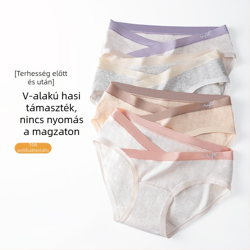 Pamut terhes nők fehérnemű antibakteriális felülettel, hosszított ágyékkal, alacsony derékkal, minden trimeszterre