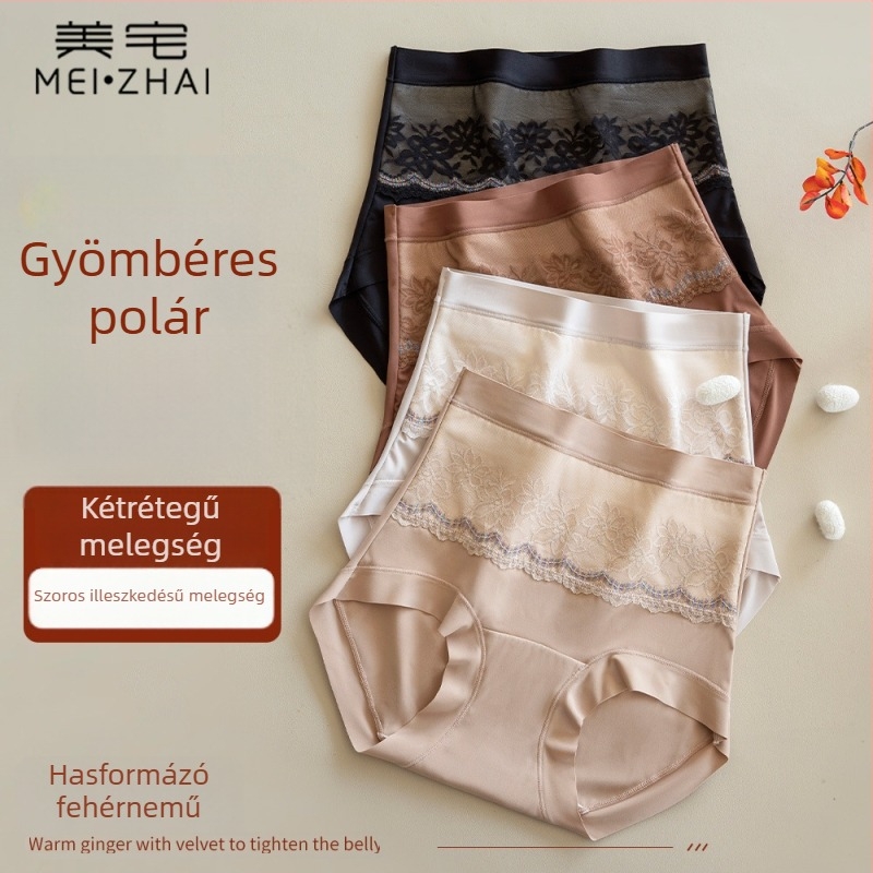 Női magas derekú meleg alsó, Ginger fleece bélés, dupla szigetelés, intim rész Mulberry selyem bélés, antibakteriális 10A
