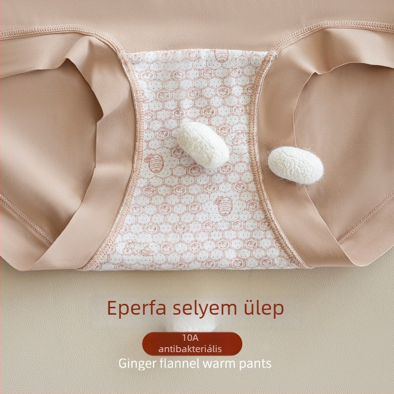 Női magas derekú meleg alsó, Ginger fleece bélés, dupla szigetelés, intim rész Mulberry selyem bélés, antibakteriális 10A