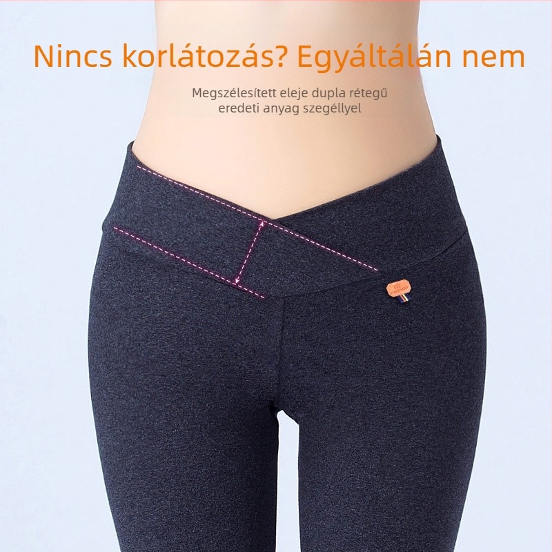 Terhességi leggings 90–95% pamutból, alacsony derekú, külső viselésre, tavasz–őszi könnyű viselet