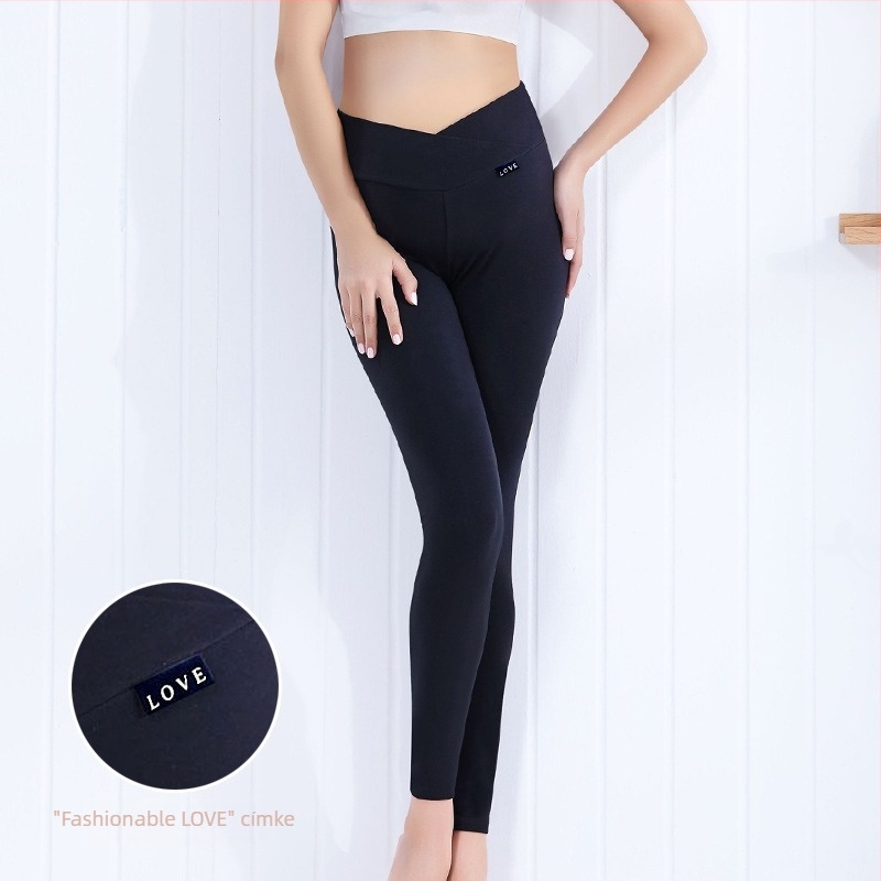 Terhességi leggings 90–95% pamutból, alacsony derekú, külső viselésre, tavasz–őszi könnyű viselet