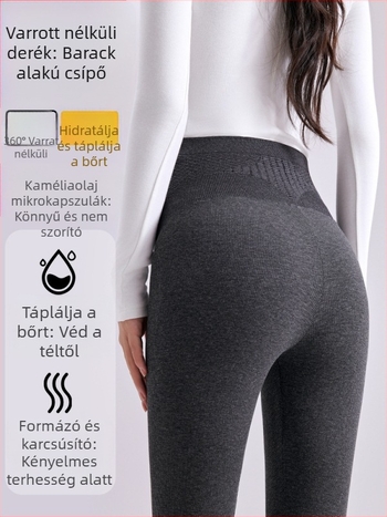 Varrás nélküli terhességi leggings, rugalmas, 9/10 hossz, nagy méret, csúszásmentes Shark-stílusú, vastag melegítő anyagú jóga nadrág
