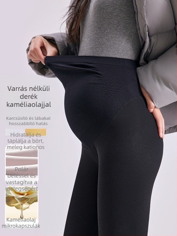 Varrás nélküli terhességi leggings, rugalmas, 9/10 hossz, nagy méret, csúszásmentes Shark-stílusú, vastag melegítő anyagú jóga nadrág