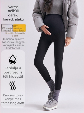 Varrás nélküli terhességi leggings, rugalmas, 9/10 hossz, nagy méret, csúszásmentes Shark-stílusú, vastag melegítő anyagú jóga nadrág