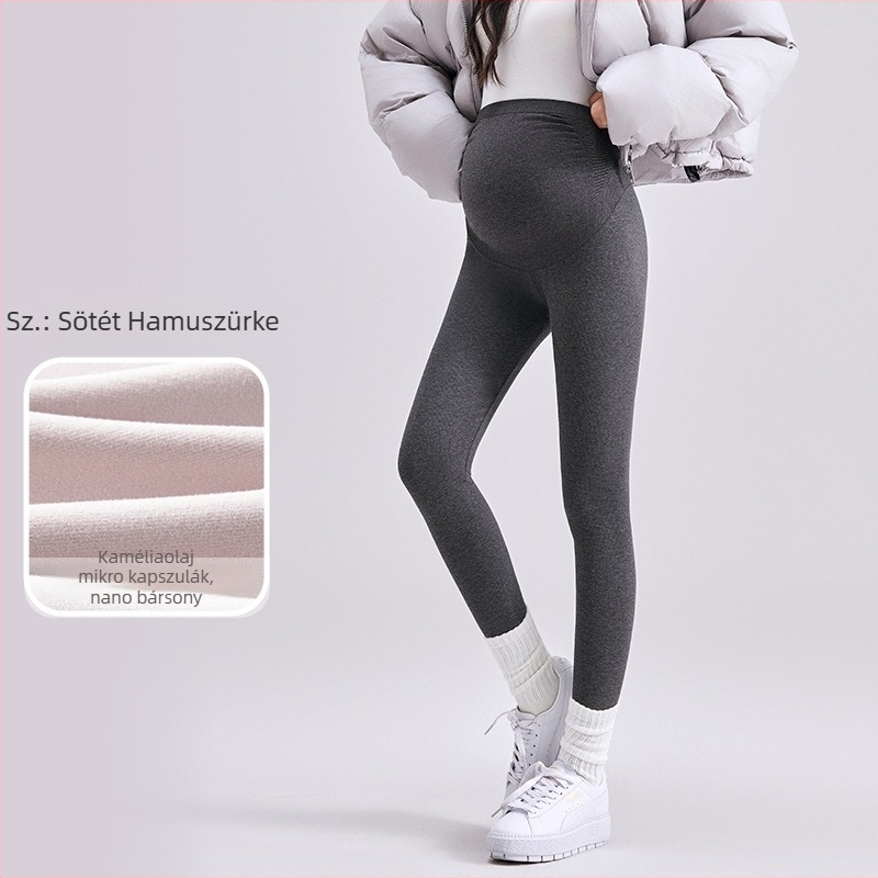Varrás nélküli terhességi leggings, rugalmas, 9/10 hossz, nagy méret, csúszásmentes Shark-stílusú, vastag melegítő anyagú jóga nadrág