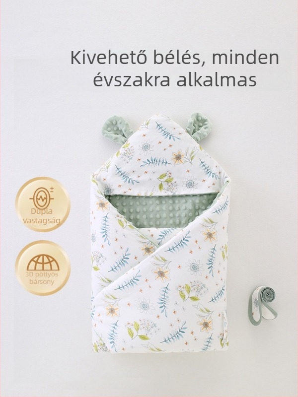 100% pamutból készült ölelős baba takarója, A osztály, belső velúr, kémiai rost töltet, egész éves használatra