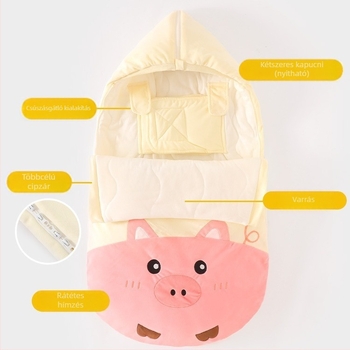 Őszi–téli vastag baba alvózsák swaddle funkcióval, 100% pamut, újszülött