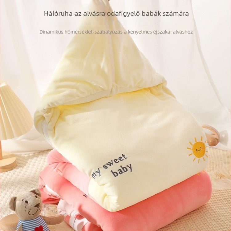Őszi–téli vastag baba alvózsák swaddle funkcióval, 100% pamut, újszülött