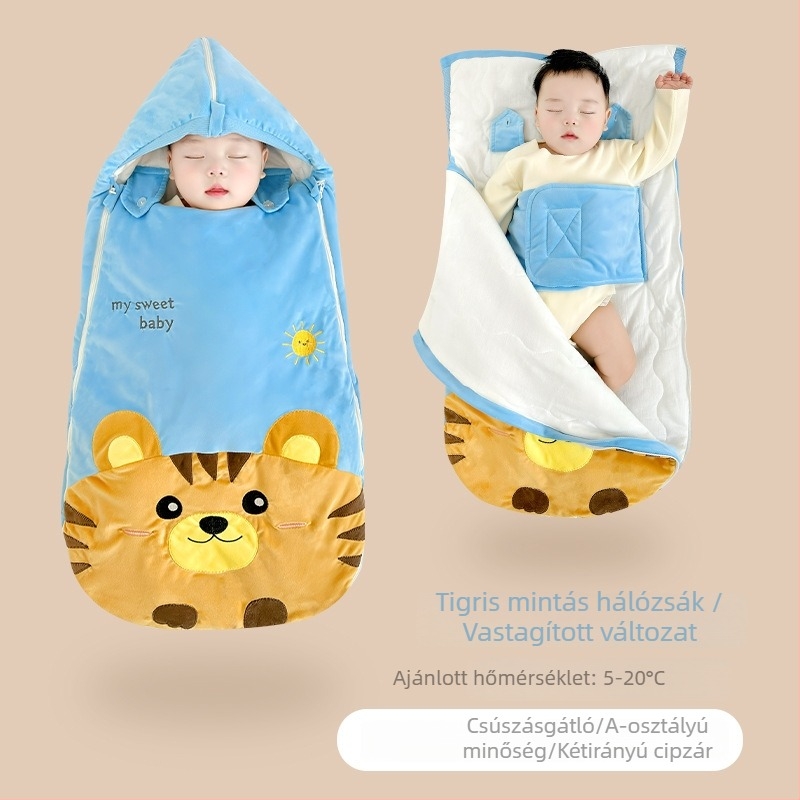 Őszi–téli vastag baba alvózsák swaddle funkcióval, 100% pamut, újszülött