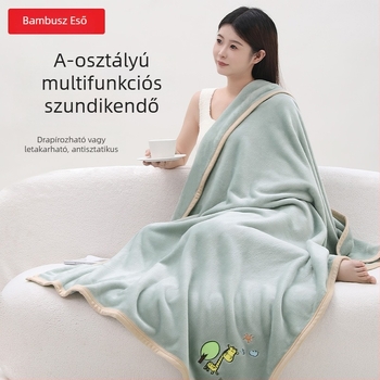 Flanel takaró 350 g/m² Light Rain Type A, egyedi logó hímzéssel, irodai rövid alvásra