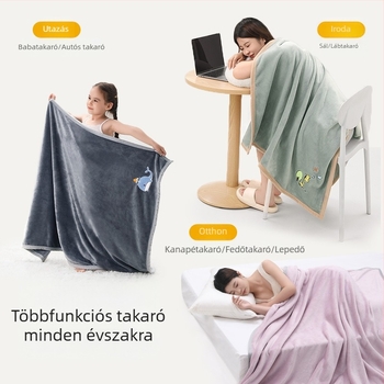 Flanel takaró 350 g/m² Light Rain Type A, egyedi logó hímzéssel, irodai rövid alvásra