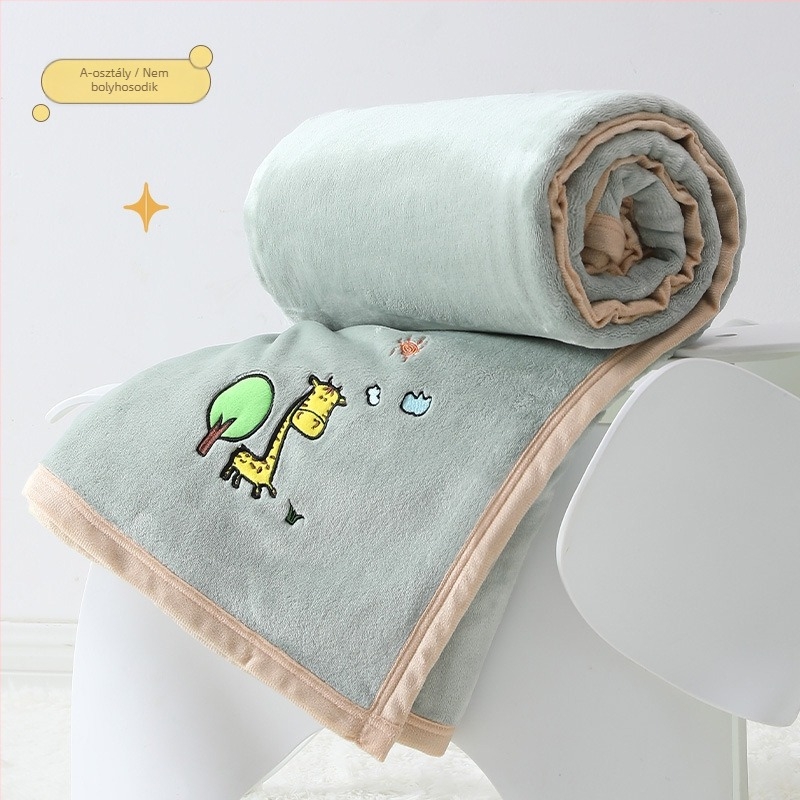 Flanel takaró 350 g/m² Light Rain Type A, egyedi logó hímzéssel, irodai rövid alvásra
