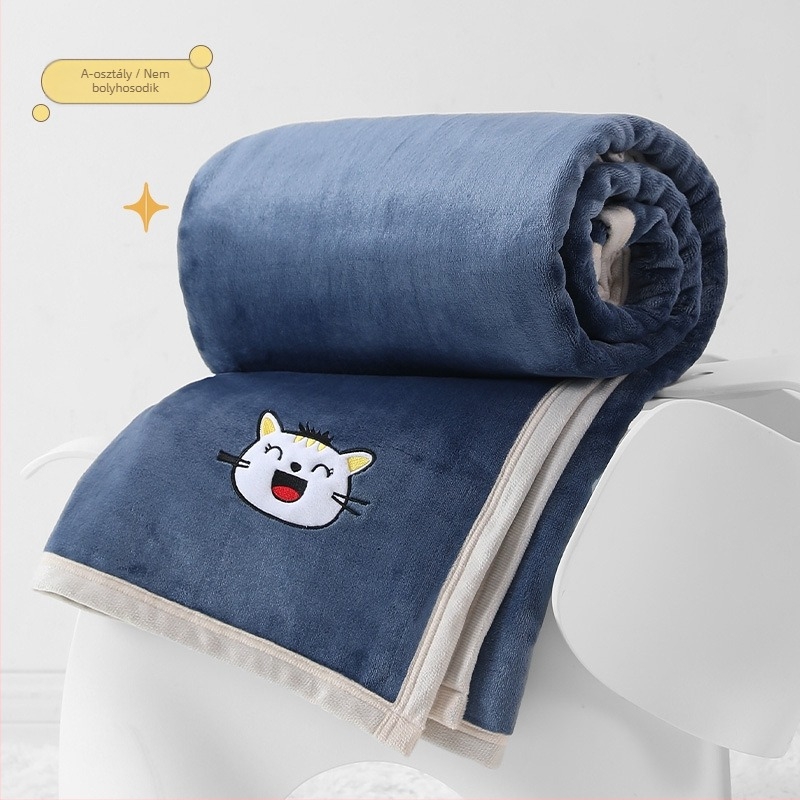 Flanel takaró 350 g/m² Light Rain Type A, egyedi logó hímzéssel, irodai rövid alvásra