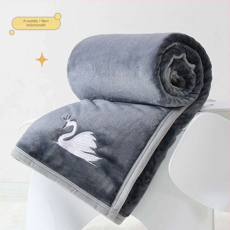 Flanel takaró 350 g/m² Light Rain Type A, egyedi logó hímzéssel, irodai rövid alvásra