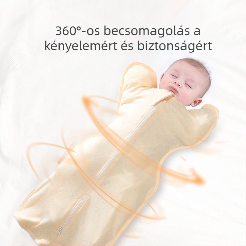 BDL/BIDOLE Nyári vékony, 100% pamut beburkoló alvózsák babáknak, 80–100 cm, egyszínű