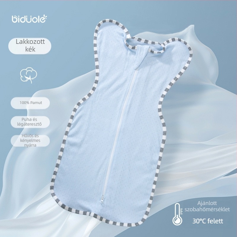 BDL/BIDOLE Nyári vékony, 100% pamut beburkoló alvózsák babáknak, 80–100 cm, egyszínű