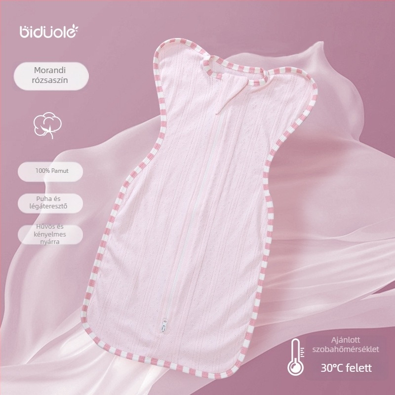 BDL/BIDOLE Nyári vékony, 100% pamut beburkoló alvózsák babáknak, 80–100 cm, egyszínű