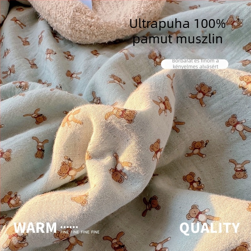 Csecsemő nyári pamut két rétegű paplan, géppel mosható, 100% pamut, újszülötteknek
