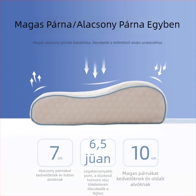 Memóriahabos nyaki párna hullámos formájú, pillangó alakú, lélegző, méretei 60×35×9/11 cm.