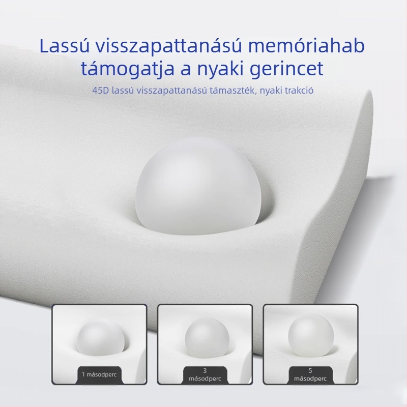 Memóriahabos nyaki párna hullámos formájú, pillangó alakú, lélegző, méretei 60×35×9/11 cm.
