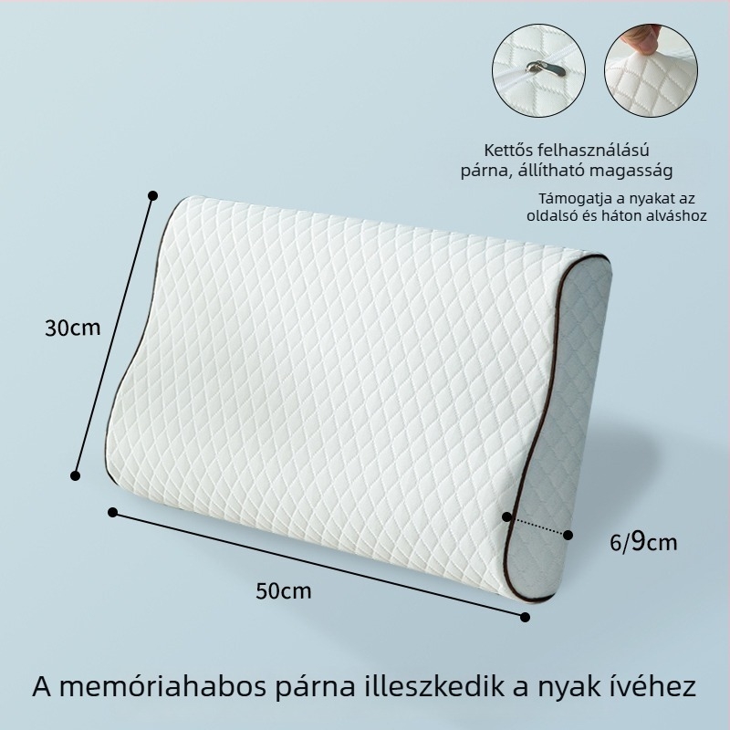 Memóriahabos nyaki párna hullámos formájú, pillangó alakú, lélegző, méretei 60×35×9/11 cm.