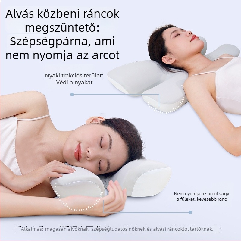 Memóriahabos párna pillangó alakú mélyalváshoz, nyaki gerinc támogatás, oldalt fekvéshez, nem nyomja az arcot vagy a fület.