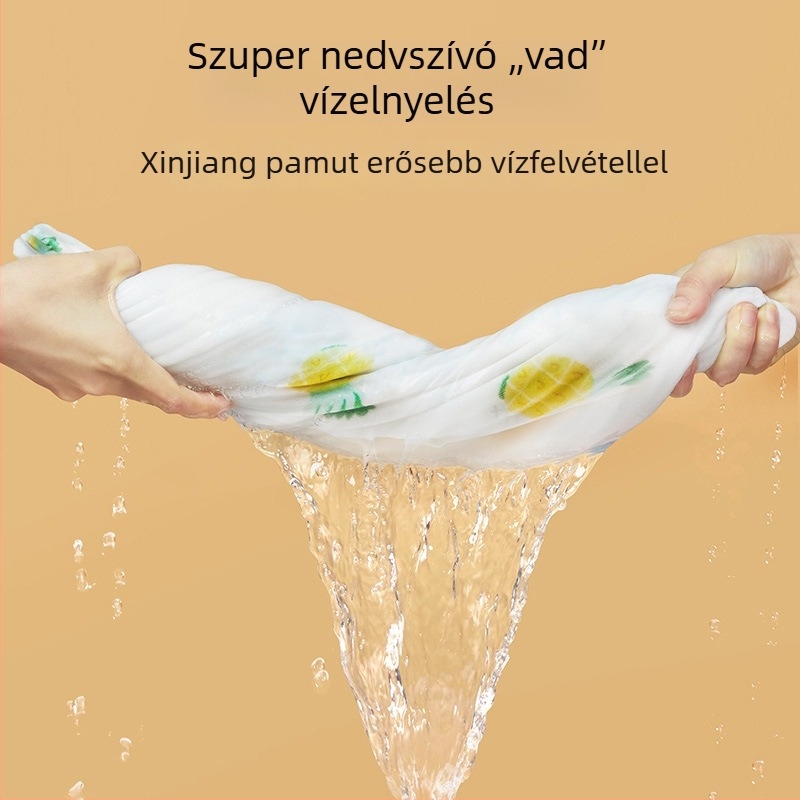 Csecsemőknek készült Type A hatszálas géz pamut fürdőlepedő és fürdőkendő.