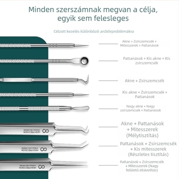 Akne-tű és csipesz készlet a pórusok finom tisztításához és a feketefejű pattanások eltávolításához