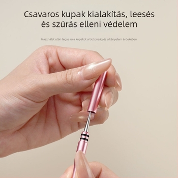 Kétfejű pattanás-eltávolító eszköz kupakkal, rozsdamentes acélból, mitesszerek és pattanások eltávolítására