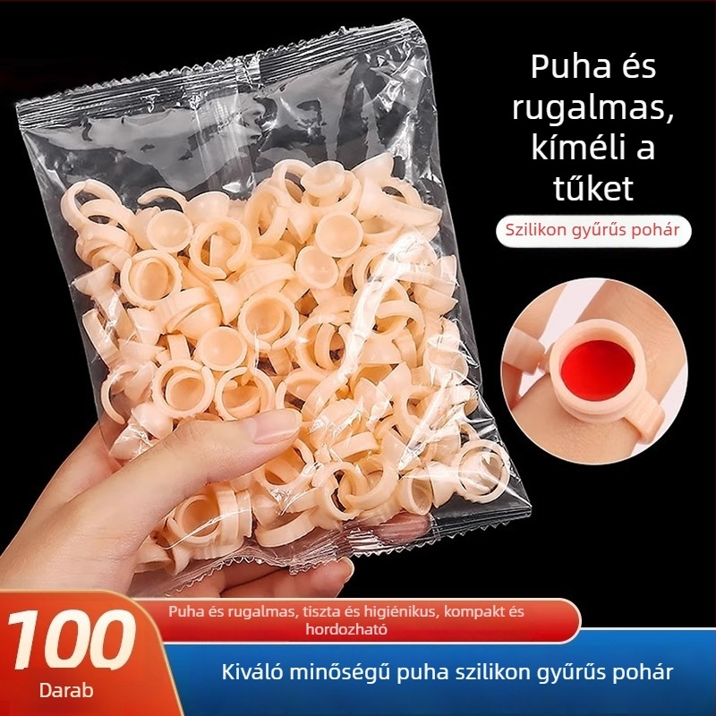Szilikon színkúpok félpermanens tetováláshoz, egyszer használatos, 100 darabos csomag, szemöldök, szem és ajak pigmentekhez