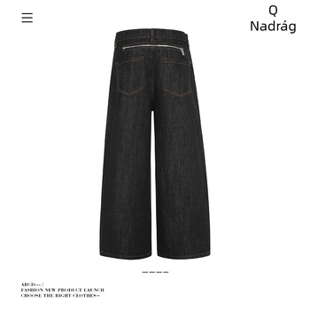 Vibe amerikai stílusú fekete farmernadrág nőknek és férfiaknak, egyenes, laza szabás, díszes cipzár, Cleanfit