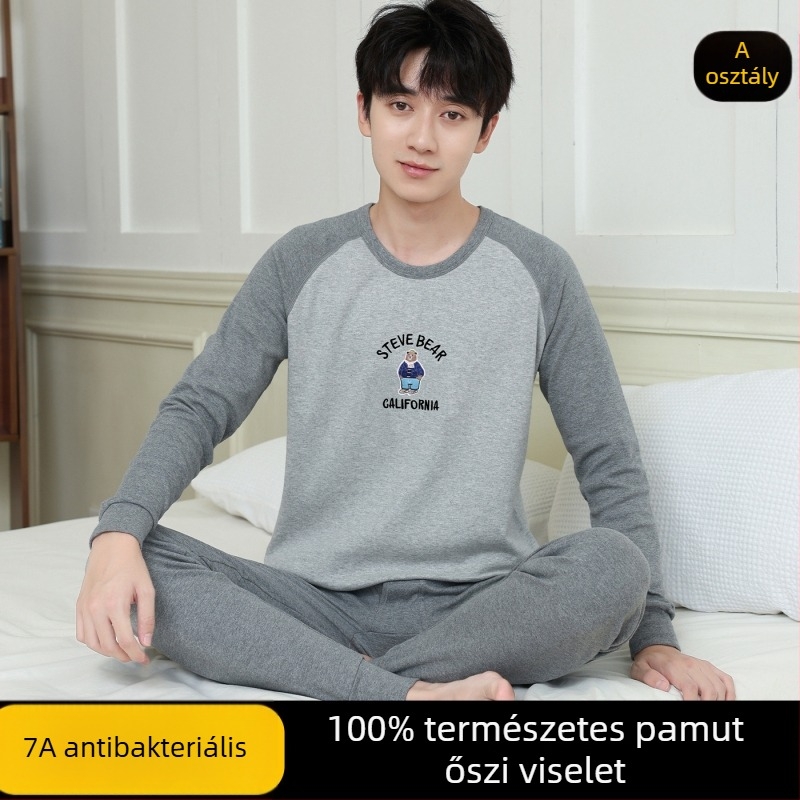 100% pamutból készült őszi felső és alsóruha szett fiúknak – melegen tartó termo fehérnemű