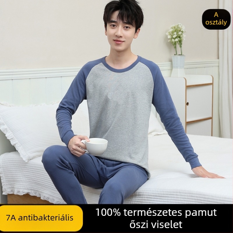 100% pamutból készült őszi felső és alsóruha szett fiúknak – melegen tartó termo fehérnemű
