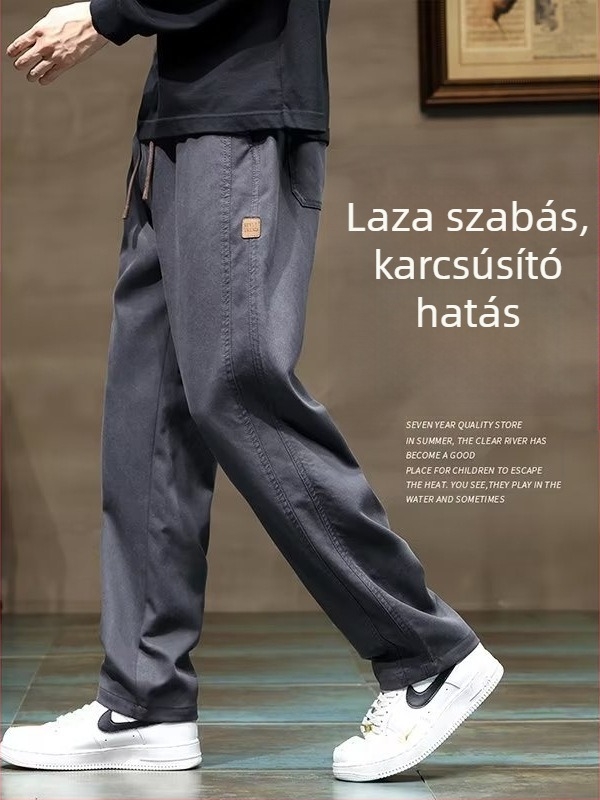 Férfi casual nadrág 100% pamut, laza szabás, egyenes szár, sokoldalú mindennapi viselet