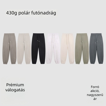 Téli fleece-belelt joggingnadrág uniszex, laza szabás, derékon kötős, mindennapi viselet