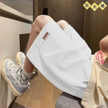 Férfiaknak, plusz méretű waffel szövésű rövidnadrág, nyárra, laza szabású, sokoldalú, strand- és sportshort