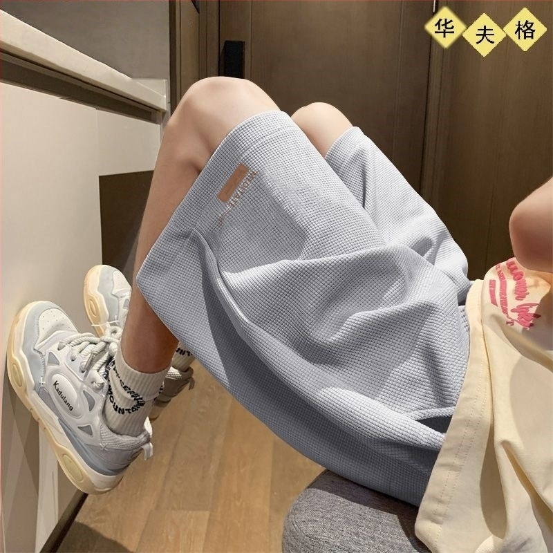 Férfiaknak, plusz méretű waffel szövésű rövidnadrág, nyárra, laza szabású, sokoldalú, strand- és sportshort