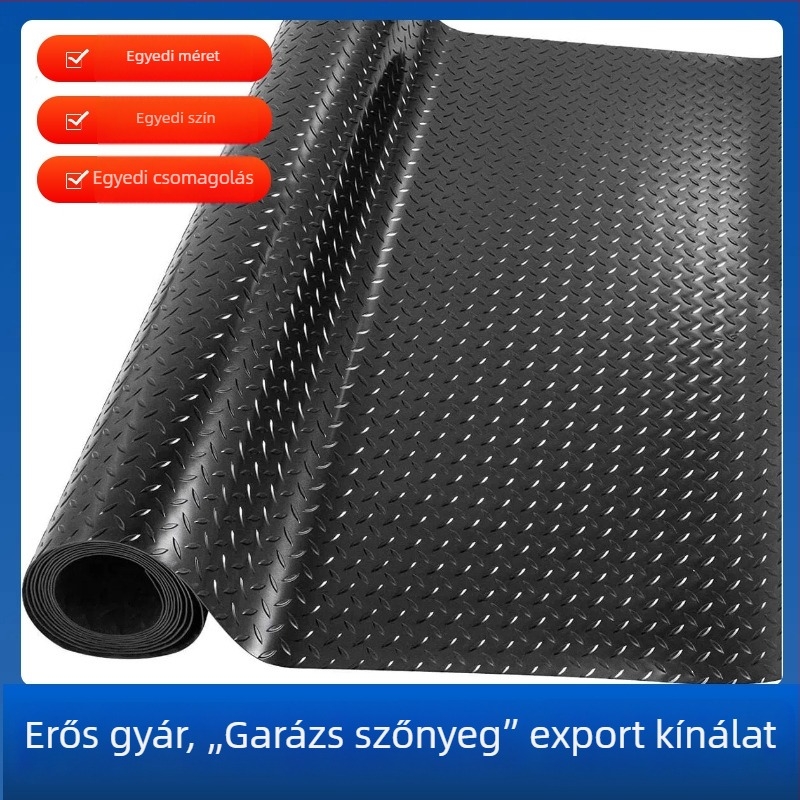 Fekete-szürke PVC padlószőnyeg herringbone mintával, csúszásmentes, vízálló, garázs és konyha számára