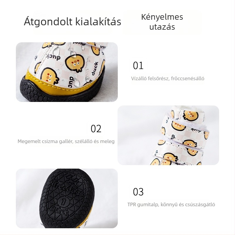 Őszi–téli kutyacipő fleece bélés, csúszásmentes és kopásálló, kistestű kutyáknak